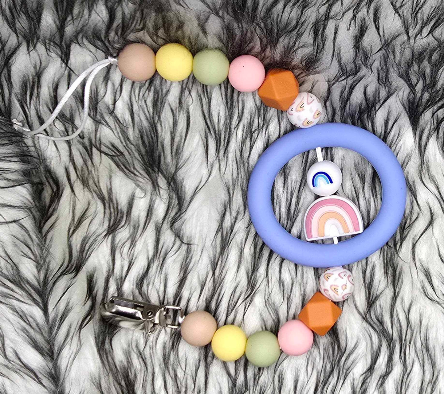 Rainbow pacifier Clip Teether
